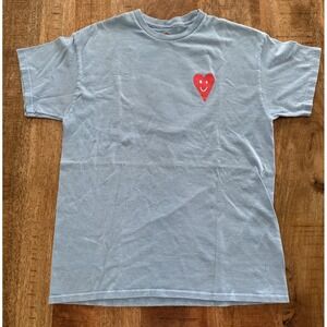 Gnarly XS Blue Smiley Heart Graphic T Shirt 100% Cotton Skate Streetwear Y2K